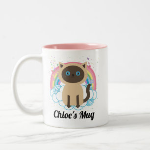 Siamese Cat Mom Cute Girly Two-Tone Coffee Mug