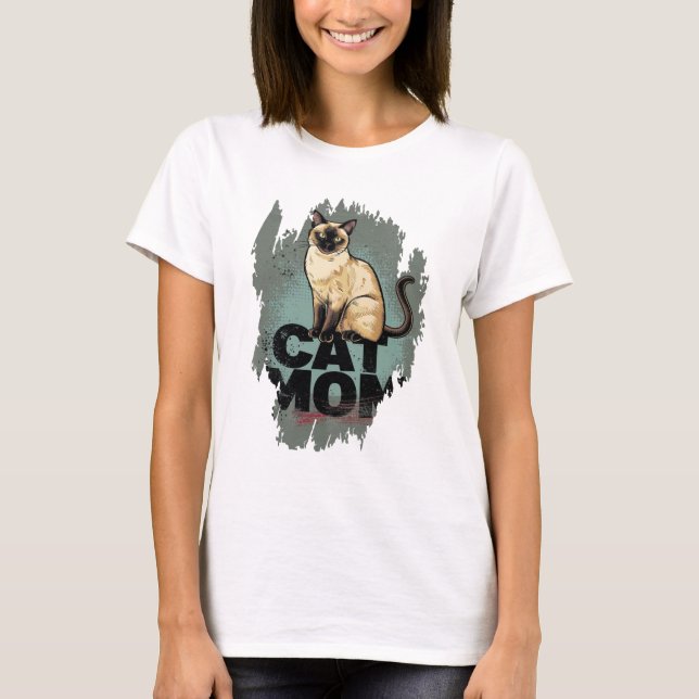 Siamese Cat Mom: Pawsitively Adorable T-Shirt (Front)