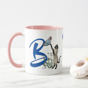 Siamese Cat Monogram Initial B Personalised Mug