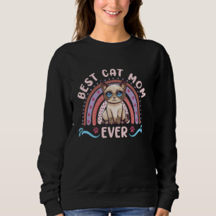 Siamese cat Mum BEST CAT MOM EVER Siamese Cat Moth Sweatshirt