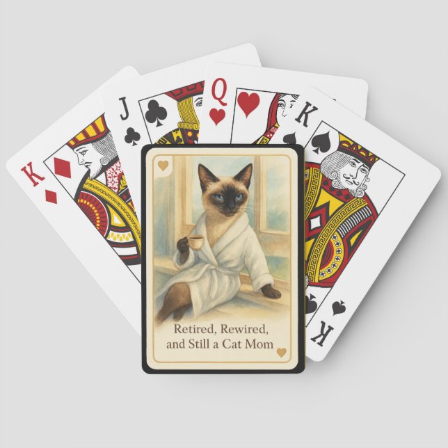 Siamese Cat Mum retirement Playing Cards (Back)