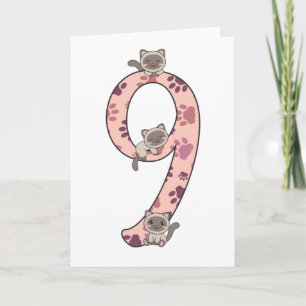 Siamese Cat Ninth Birthday For Kids Cats Card