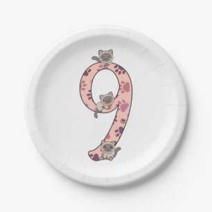 Siamese Cat Ninth Birthday For Kids Cats Paper Pla Paper Plate