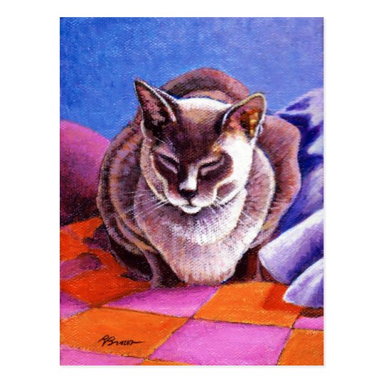 Siamese Cat on a Patchwork Quilt Postcard