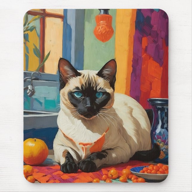 Siamese Cat on Countertop Mouse Pad (Front)