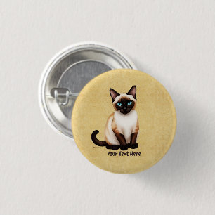 Siamese Cat On Old Paper 3 Cm Round Badge