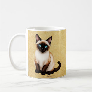 Siamese Cat On Old Paper Coffee Mug