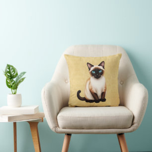 Siamese Cat On Old Paper Cushion