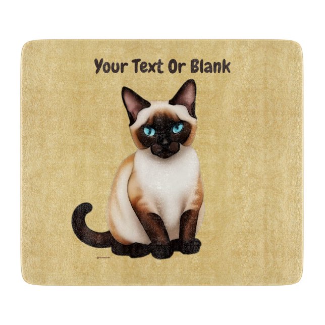 Siamese Cat On Old Paper Cutting Board (Front)