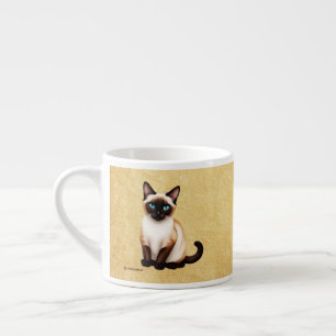 Siamese Cat On Old Paper Espresso Cup