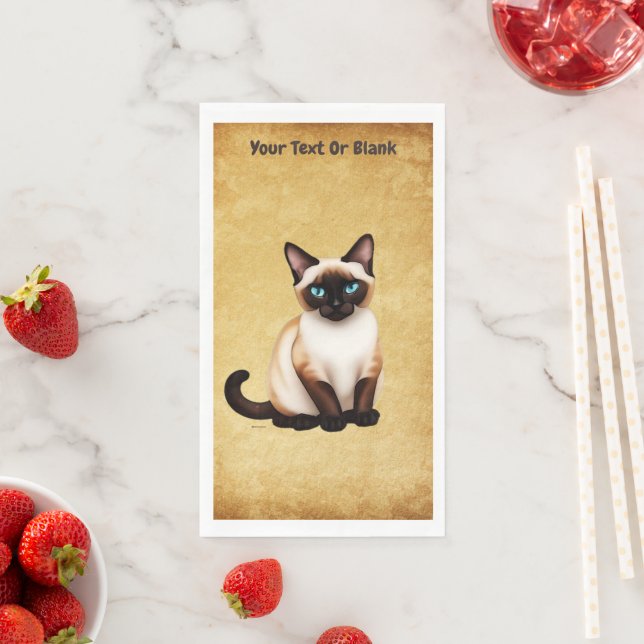 Siamese Cat On Old Paper Napkin (Insitu)