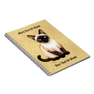 Siamese Cat On Old Paper Notebook
