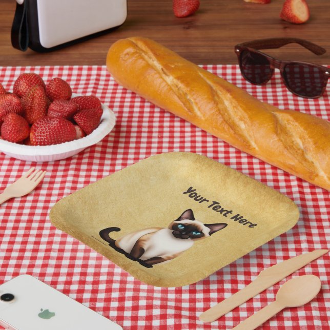 Siamese Cat On Old Paper Plate (Picnic)