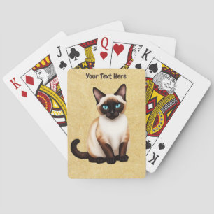 Siamese Cat On Old Paper Playing Cards