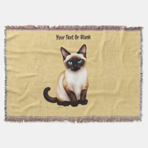 Siamese Cat On Old Paper Throw Blanket