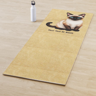 Siamese Cat On Old Paper Yoga Mat