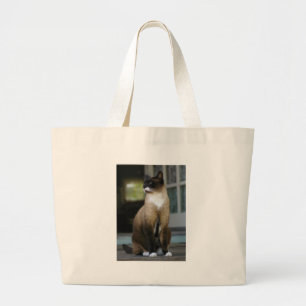 Siamese Cat on the Porch Large Tote Bag