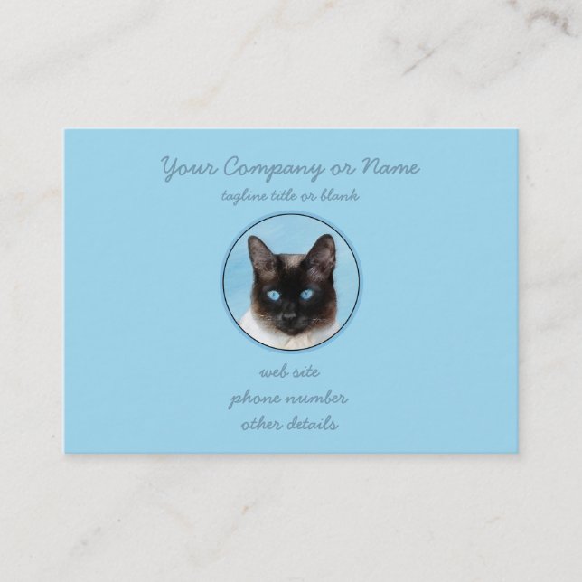 Siamese Cat Painting - Cute Original Cat Art Business Card (Front)