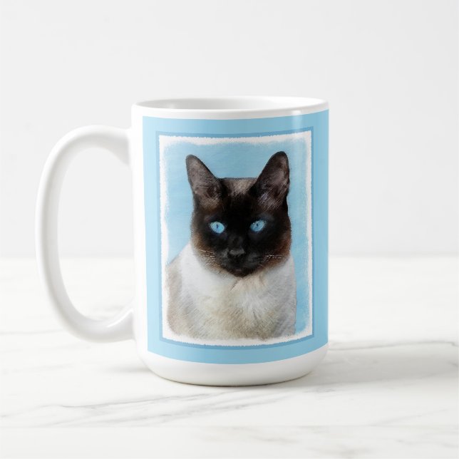 Siamese Cat Painting - Cute Original Cat Art Coffee Mug (Left)