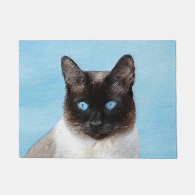 Siamese Cat Painting - Cute Original Cat Art Doormat (Front)