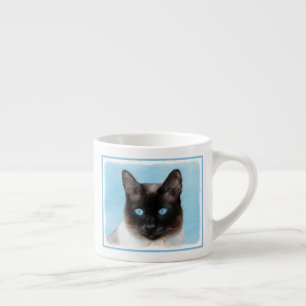 Siamese Cat Painting - Cute Original Cat Art Espresso Cup