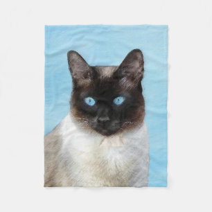 Siamese Cat Painting - Cute Original Cat Art Fleece Blanket
