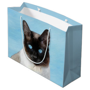 Siamese Cat Painting - Cute Original Cat Art Large Gift Bag