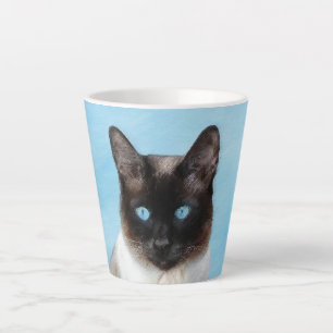 Siamese Cat Painting - Cute Original Cat Art Latte Mug