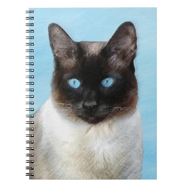 Siamese Cat Painting - Cute Original Cat Art Notebook (Front)