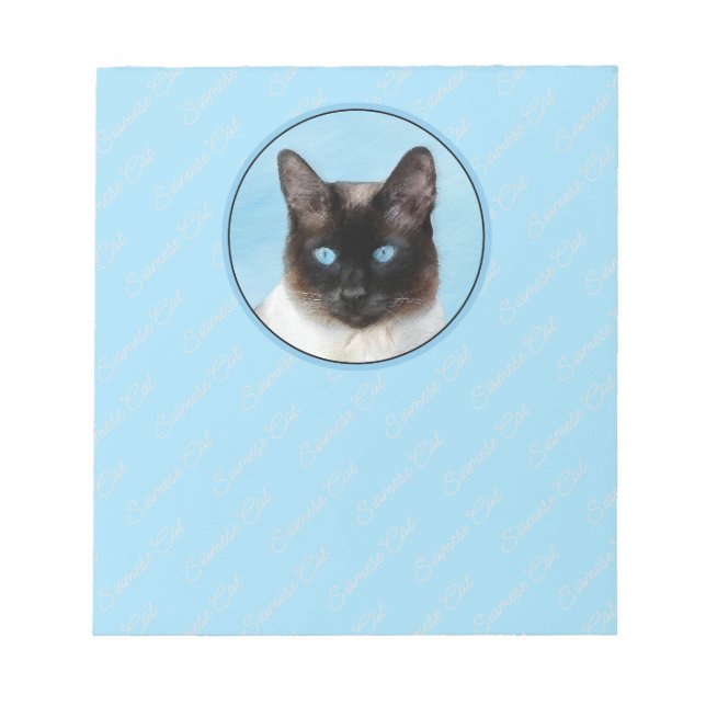 Siamese Cat Painting - Cute Original Cat Art Notepad (Front)