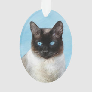 Siamese Cat Painting - Cute Original Cat Art Ornament