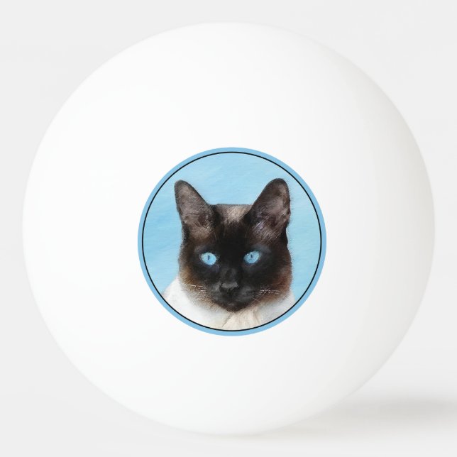 Siamese Cat Painting - Cute Original Cat Art Ping Pong Ball (Front)