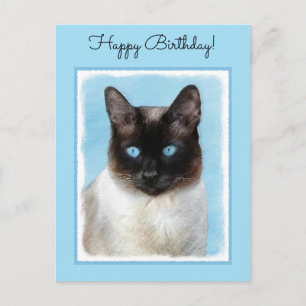 Siamese Cat Painting - Cute Original Cat Art Postcard