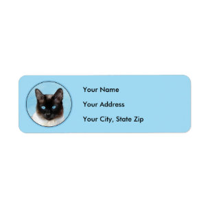 Siamese Cat Painting - Cute Original Cat Art Return Address Label