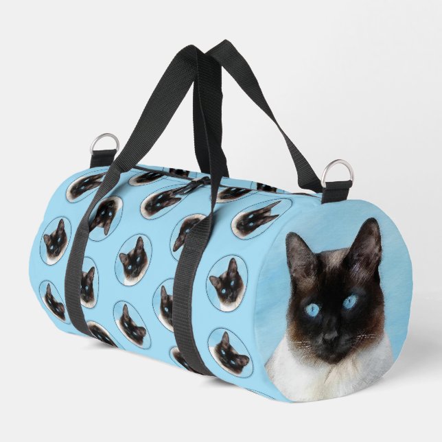 Siamese Cat Painting Original Animal Art Duffle Bag (Left Corner)