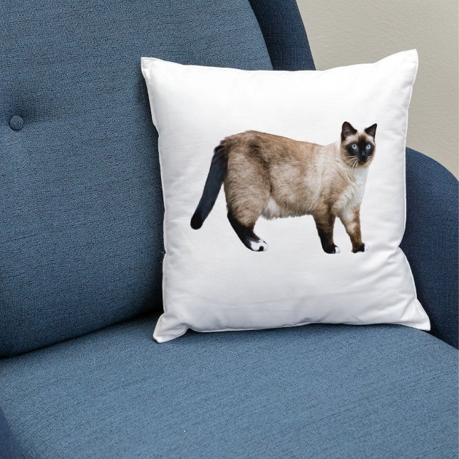 Siamese Cat Photo Custom Pet Decor White Template Cushion (Creator Uploaded)