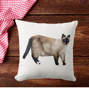 Siamese Cat Photo Custom Pet Decor White Template Cushion