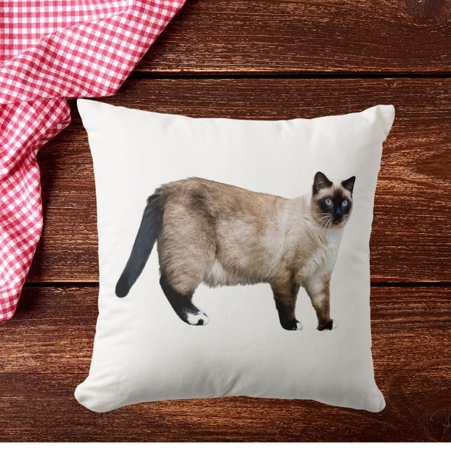 Siamese Cat Photo Custom Pet Decor White Template Cushion (Creator Uploaded)