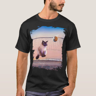 Siamese Cat Playing Beach Volleyball T-Shirt