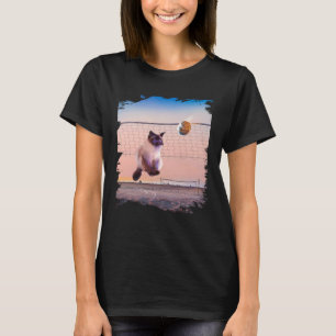 Siamese Cat Playing Beach Volleyball T-Shirt
