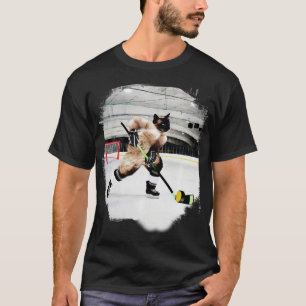 Siamese Cat Playing Ice Hockey T-Shirt