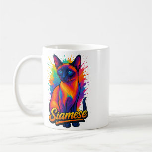 Siamese Cat Pop Art – Vibrant Neon Street Style Coffee Mug