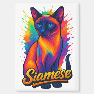 Siamese Cat Pop Art – Vibrant Neon Street Style Magnet