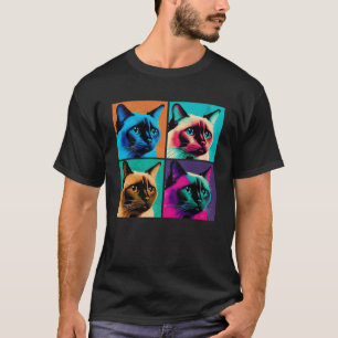 Siamese Cat Pop Illustration Colourful Animal Men T-Shirt