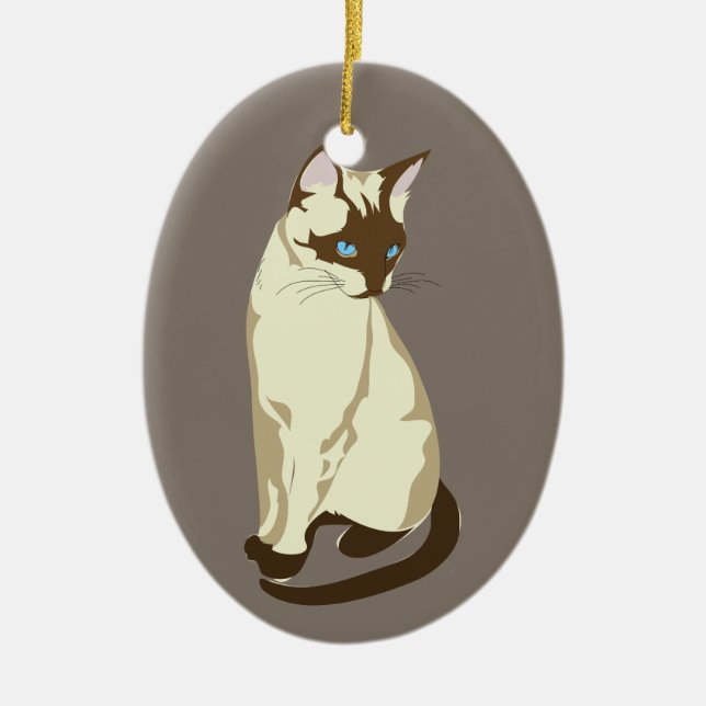 Siamese cat porcelain ornament (Front)