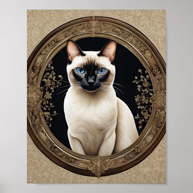 Siamese Cat Portrait Elegant Poster (Front)