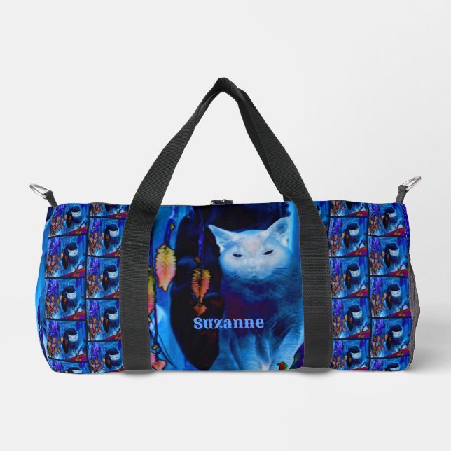 Siamese Cat Posing Abstract Personalised Duffle Bag (Front)