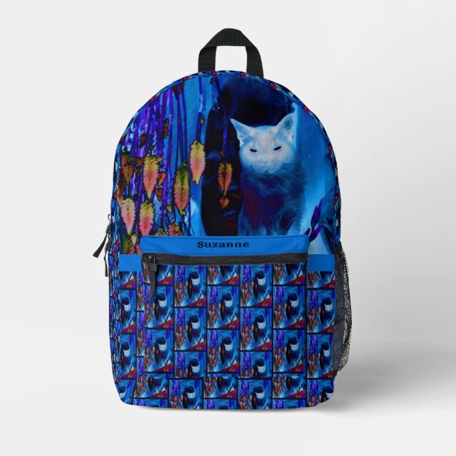 Siamese Cat Posing Abstract Personalised Printed Backpack (Front)