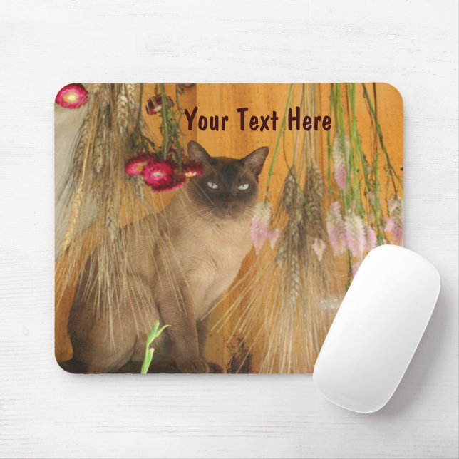 Siamese Cat Posing Animal Photography Mousepad #3 (With Mouse)