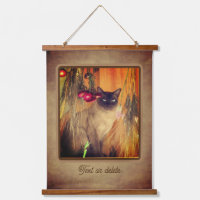 Siamese Cat Posing With Flowers Personalised 